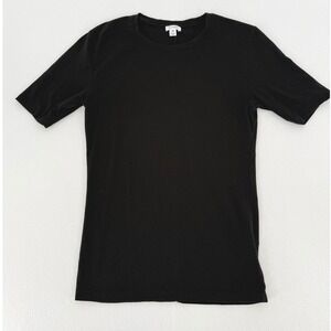 Cuyana T-Shirt Women S Black Pima Cotton Modal Stretch Crewneck Short Sleeve